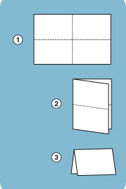 Folded in half, creating two equal sections. Then, turned 90 degrees and folded again in half for two more equal sections.